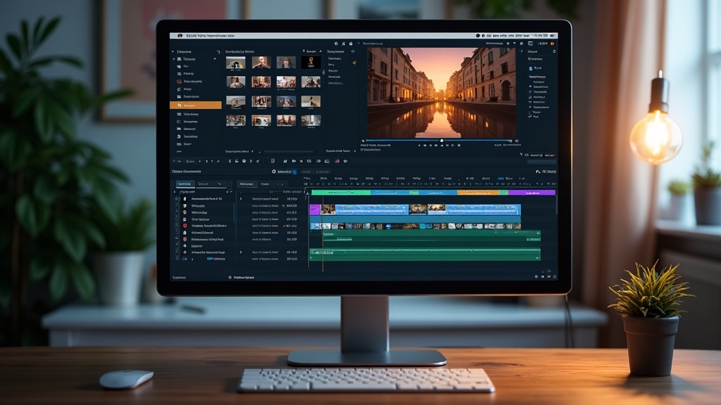 Screenshot showing a timeline view of basic video editing software with simple tools and colorful interface